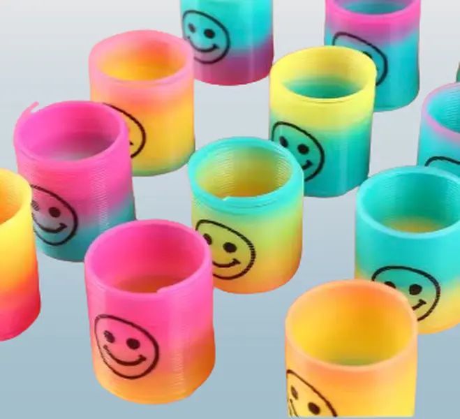 5-Pack Mini Rainbow Spring Coil Toy – Smiley Face Fidget Toy for Kids