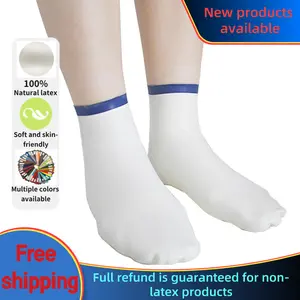 Natural latex socks with high elasticity white color jeweled  socks dancesocks