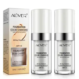 Aliver Foundation Liquid, Temperature-Responsive Color Adjustment, Long-Lasting Waterproof, Oil Control, Flawless, Suitable for All Skin Types