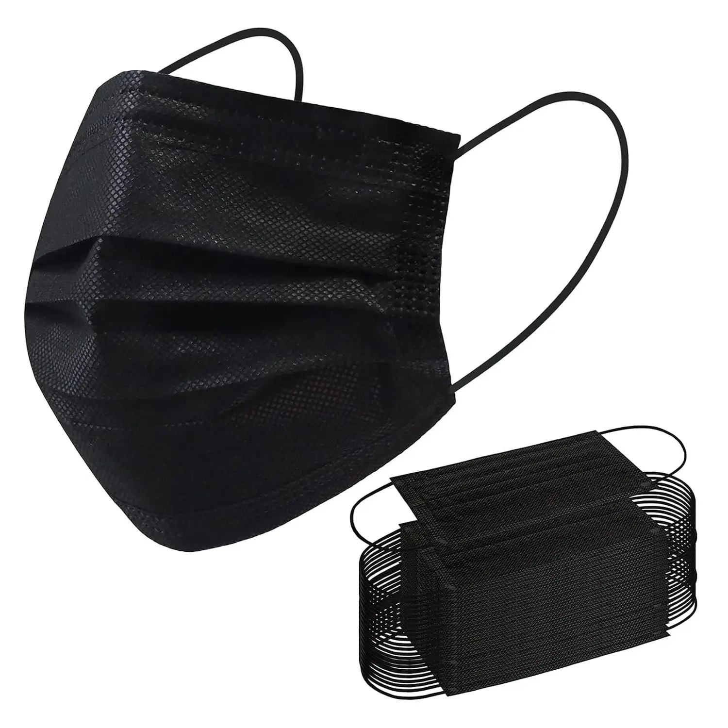 100 PCS Disposable Black Face Masks, 3 Ply Breathable Earloop Face Cover for Daily Protection, Lightweight Comfortable Masks for Work Travel Indoor Outdoor Use
