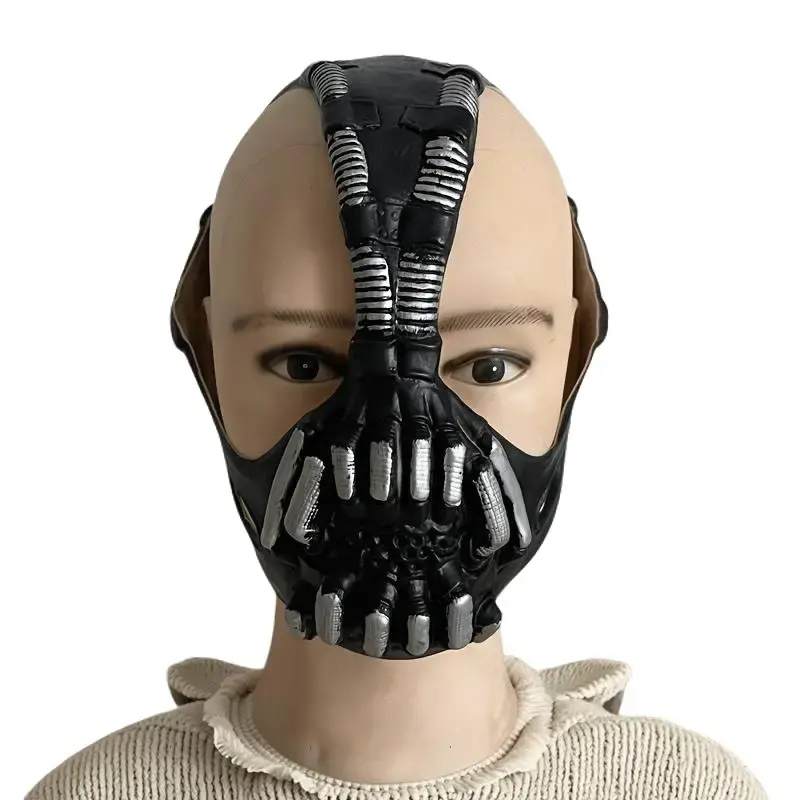 Bane Latex Movie Mask - Cyberpunk Industrial Design with Black Spring Tubes, Halloween Masquerade Cosplay Costume Prop for Party Supplies
