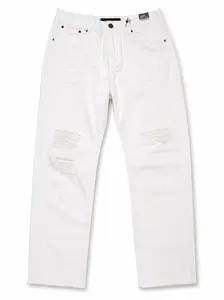 Copper Rivet Men's Rip Detail Relax Fit Denim Pants In White 513217