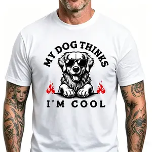 My Dog Thinks I'm Cool Funny Monkeysober Men's  Front T-shirt