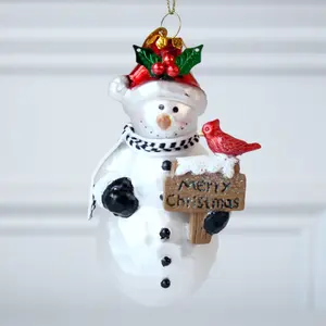 Snowman Glass Christmas Ornaments