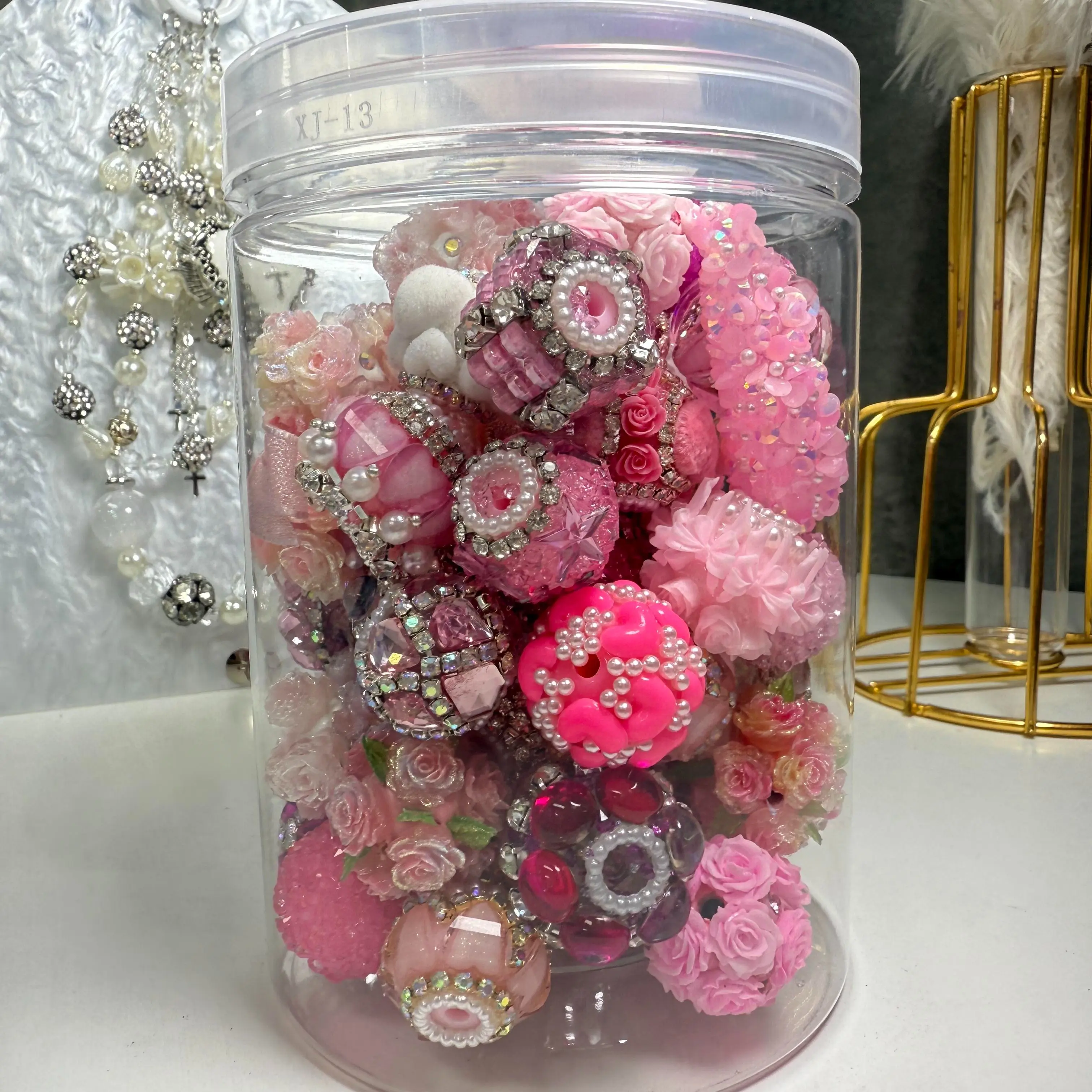 #Dianna DIY Fancy Beads (60 pieces a Jar) Mix Diy Beading Accessoirs for pens keychain phonechain bagchain