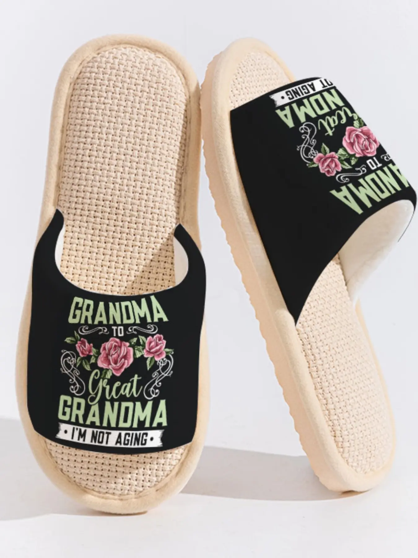 Great Grandma Rose "I'M NOT AGING" Warm Slippers Cloud-Feeling Vintage Warm Style Indoor Outdoor Must-Have