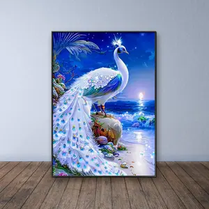 Peacock Pattern DIY Diamond Arts Colorful Painting Kit without Frame, DIY 5D Diamond Arts Colorful Painting for Bedroom Home Wall Decor
