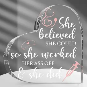 Nurse Gifts for RN Christmas Nurses Gifts for Women Nurses Week Gifts Nurse's Day Appreciation Gift Crystal Table Centerpieces Nursing Keepsakes Paperweight for Doctor(Heart,4.7 x 4.7 Inch)