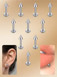 10pcs 16g Labret Stud Lip Rings Titanium Alloy Lip Piercing Jewelry,Helix Earring Tragus Cartilage Studs,Snakebite Monroe Triple Forward Helix Conch Medusa Lobe Spike Pick