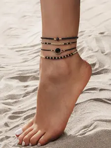 Women's Elegant Fashion Beaded Anklets, Casual Trendy Anklets, Fashionable Body Jewelry for Women & Girls for Daily & Party Decoration, Fashion Jewelry Accessories, Dainty Layered Anklet, Wearable Jewelry, Fashion Chic Accessories