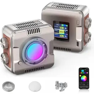 Palm-Sized 40W RGB LED Video Light with Rechargeable 9000mAh /App  Control/360? Full Color/CRI 97+ 2700-6500K/20 Effects for Vlogging Camera Photography Fill Light w Cold Shoe Mount