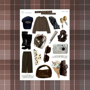 Cozy Wardrobe • The Autumn Edit • Sticker Sheet for Junk Journaling and Scrapbooking