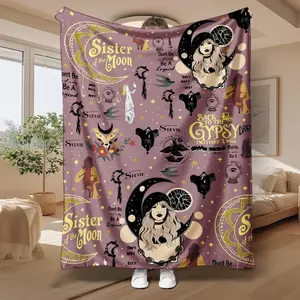 Sister of the Moon Flannel Fleece Throw Blanket Stevie Nicks Inspired Back To The Gypsy Lyrics HD Print Witchy Boho 70s Rock Music Fan Gift Sofa Decor