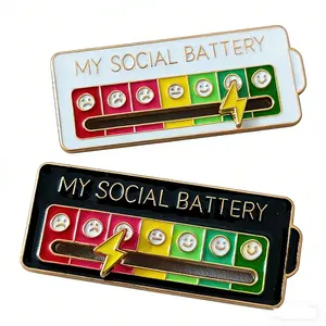My Social Battery Pin | Sliding Emotion Status Badge | Mental Health Awareness Enamel Brooch | Novelty Gift for Friends & Coworkers