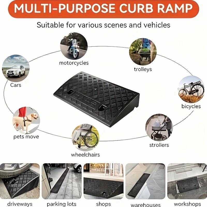2pcs Heavy-Duty Portable Plastic Threshold Ramps with Non-Slip & Threshold - Lightweight Suitable for Sidewalks, Cars,, Motorcycles,, Pets - Ramp for Curb, Driveway, for Use for,, Housewives