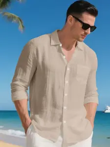 Men's Casual Linen Shirt Long Sleeve Button Front Beach Vacation Loose Fit Top, Comfortable Breathable Summer Wear, Stylish Daily