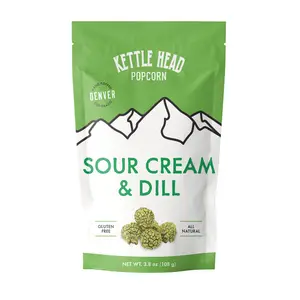Kettle Head Popcorn Sour Cream & Dill – Savory Gourmet Popcorn Snack, Hand Popped, Gluten Free, 3.8 oz