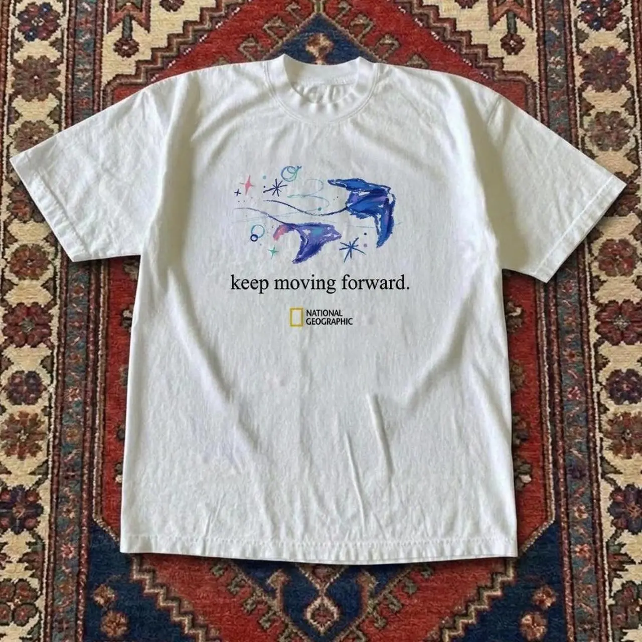 Gildan Women's White T-shirt, dolphin National Geographic graphic tee, Dolphin Graphic T-Shirt, Keep Moving Forward Tee, Ocean Lover Shirt, Coastal Aesthetic Tee, Watercolor Dolphin Shirt, Beach Lover Gift, Unisex Graphic Tee