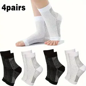 4 Pairs Compression Socks, Ankle Support Socks with Arch Support and Toe Cushioning, Moisture-Wicking, Unisex All-Season Sports Socks
