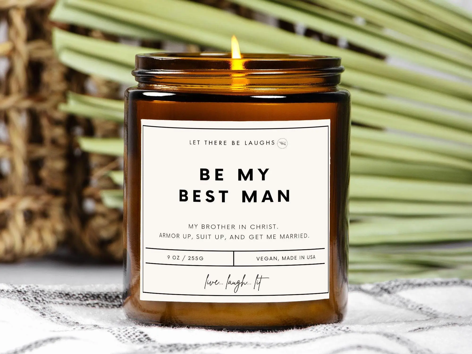 Funny Best Man Candle-Bro in Christ-Amber Jar 9oz-Non-toxic-Clean Humor-Best man gift, best man proposal basket item, best man gift box item]