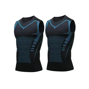 2 Pieces Mens Workout Tank Tops, Quick Drying Dry Fit Active Tight Sleeveless Muscle Athletic Shirts, 4 Way Stretch Base Layer Undershirts Gym Tops, Lightweight Sport Vest Yoga Sports Vest for Training & Leisure