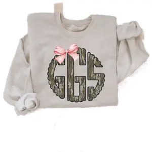 Custom Camo Monogram Sweatshirt - Personalized Monogram Top Women Crewneck Clothing Fit Clothing Fit Womenswear Comfortable Casual