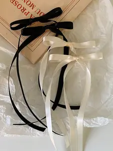 6pcs Women’s Polyester Ribbon Bowknot Hair Clips Set – Lace Barrettes, Elegant Ballet Y2K Chic Hair Accessories