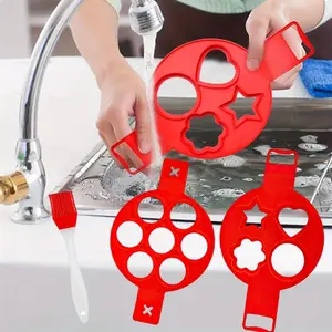 2PCS Silicone Pancake Mold, with 1pc Brush, Flip Cooker Pancakes Mold Flip, Cook Silicone Pancake Maker - Easy Clean, for Restaurant, Home Cooking