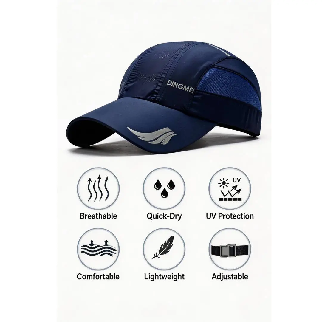 2-Pack Men's Lightweight Quick-Dry Mesh Baseball Cap, UV Protection Sun Hat with Adjustable Strap, Breathable Visor Hat for Running, Fishing, Hiking & Cycling 2-Pack Men's Lightweight Quick-Dry Mesh Baseball Cap, UV Protection Sun Hat with Adjustable Strap, Breathable Visor Hat for Running, Fishing, Hiking & Cycling