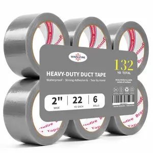 Heavy Duty Strong Adhesive Duct Tape for Heavy Object Packaging, Home Indoor Outdoor Repairs, 2-inch by 22-Yard, 6-Roll Total 132 Yards Silver