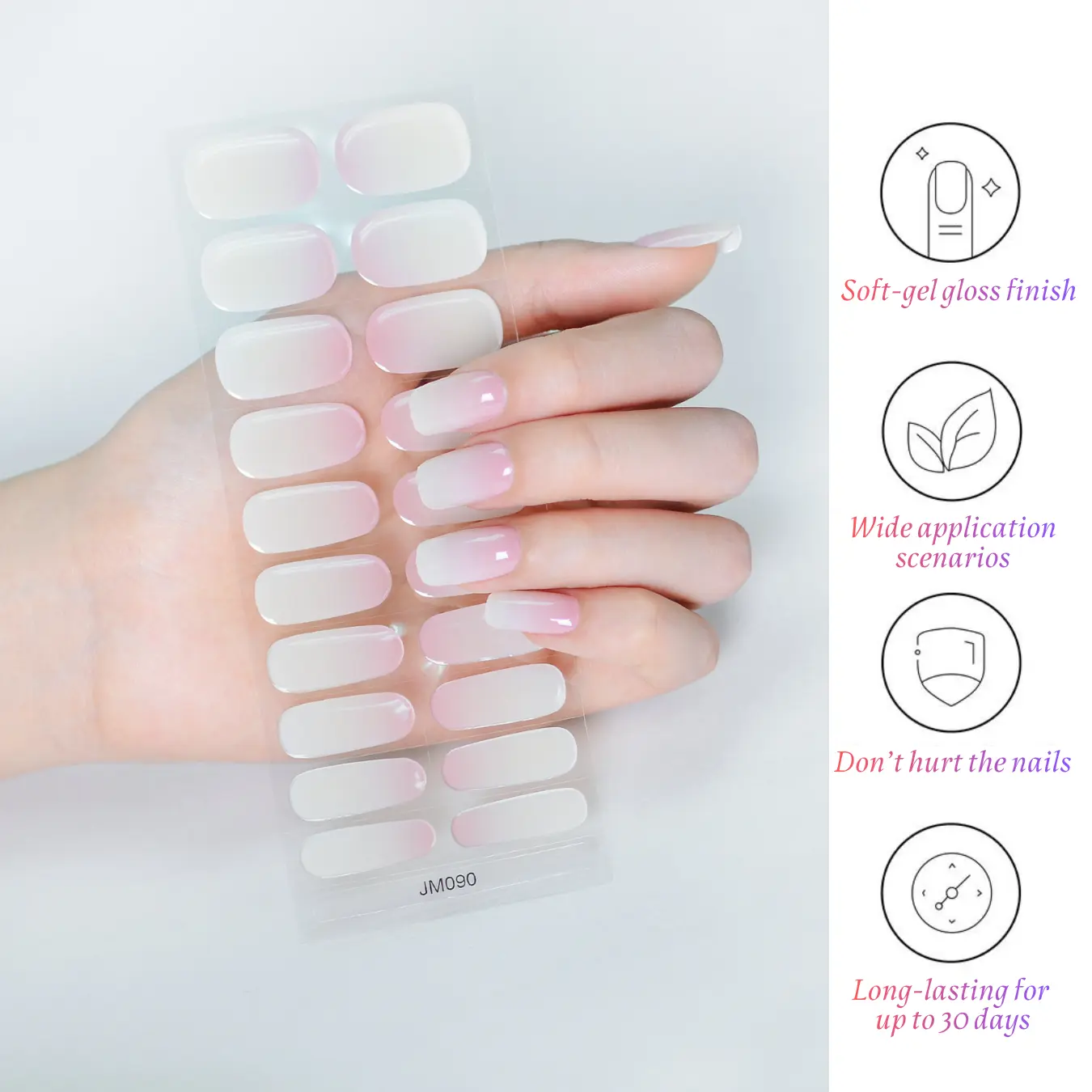 Semi Cured Gel Nail Strips,UV Gel Polish Strips, Half-Cured Soft Gel Nails, Lamp Curing Required,Gel Nail Stickers with UV Light Required,Salon Quality, Easy Application and Removal
