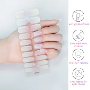 Semi Cured Gel Nail Strips,UV Gel Polish Strips, Half-Cured Soft Gel Nails, Lamp Curing Required,Gel Nail Stickers with UV Light Required,Salon Quality, Easy Application and Removal