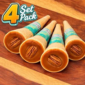 Cono de Cajeta 4pcs Set Pack with Rich Caramel Flavor and Pecan Nut Center Perfect for Snacking