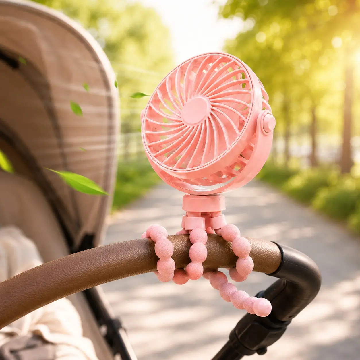 Portable Stroller Fan with Night Light, Rechargeable Fan, Portable Cordless Fan, Multifunction Fan, Flexible Tripod Baby Fan for Car Seat, Mini Clip On Fan, Handheld Desk Fan for Crib, Travel, Outdoor