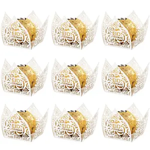 10-50count Eid Mubarak Chocolate Wrappers Mini Baking Cups Cake Liner Ramadan Candy Gift Packaging Box Eid Party Decor Supplies