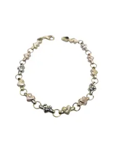 Pulsera 3 oros de corazon pequeño size 7" oro 14k