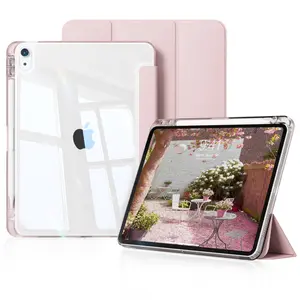 Kenke Slim Clear PC Back Case, Magnetic Detachable, Pencil Holder, Auto Sleep/Wake for iPad 11th/10th Gen, Air 7th/6th/5th/4th Gen