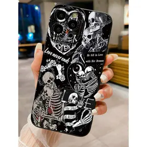 1pc Skull Couple Shockproof Phone Case Compatible With iPhone/Galaxy Waterproof Anti-Fall Scratch Resistant