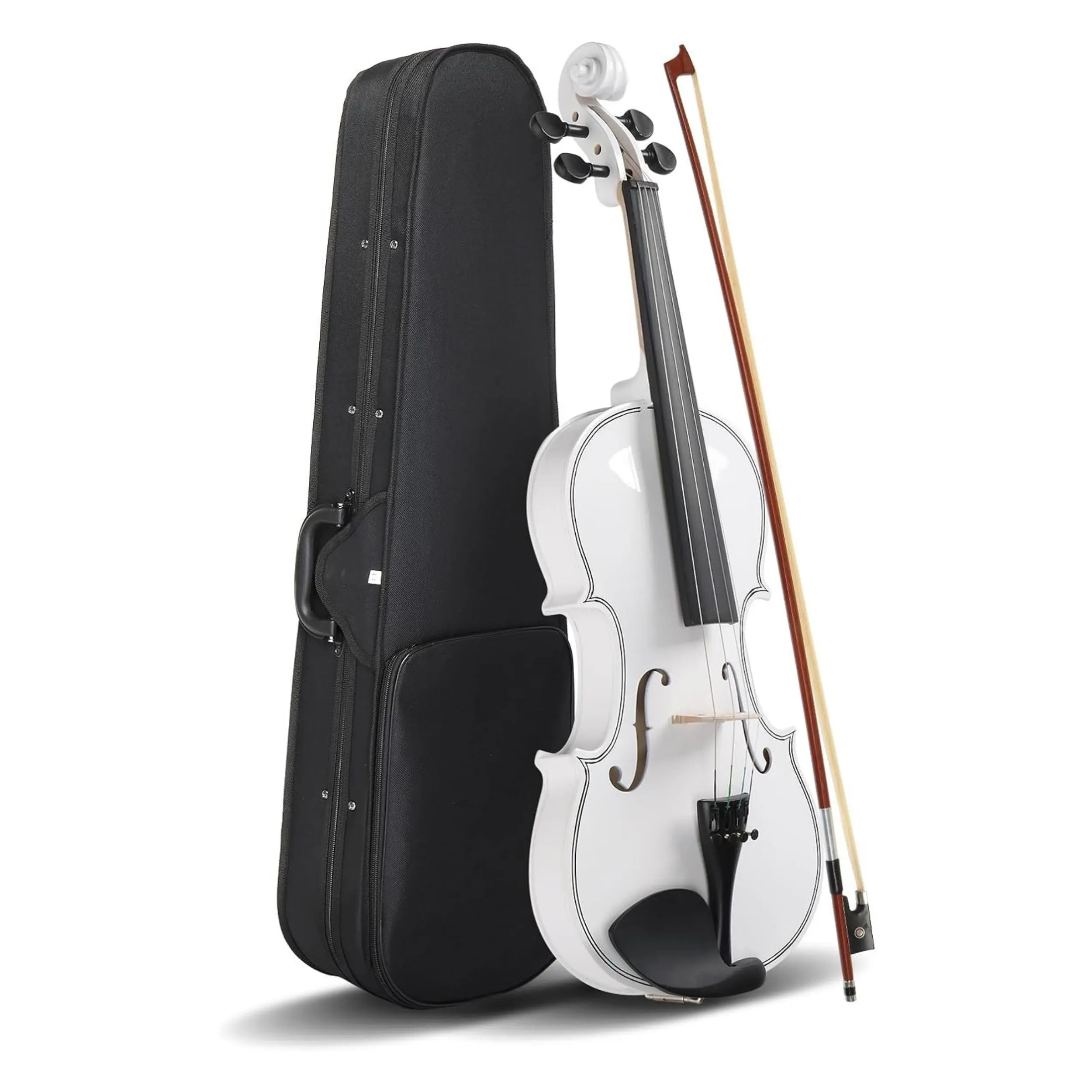 Ktaxon Glarry 4/4 Violin Beginner Violin, Full Size Acoustic Violin with Portable Case, Finger Guide Sticker, Polishing Cloth,Mute, Extra Set Violin String, Shoulder Rest, Rosin, Bow, Bridge (White)
