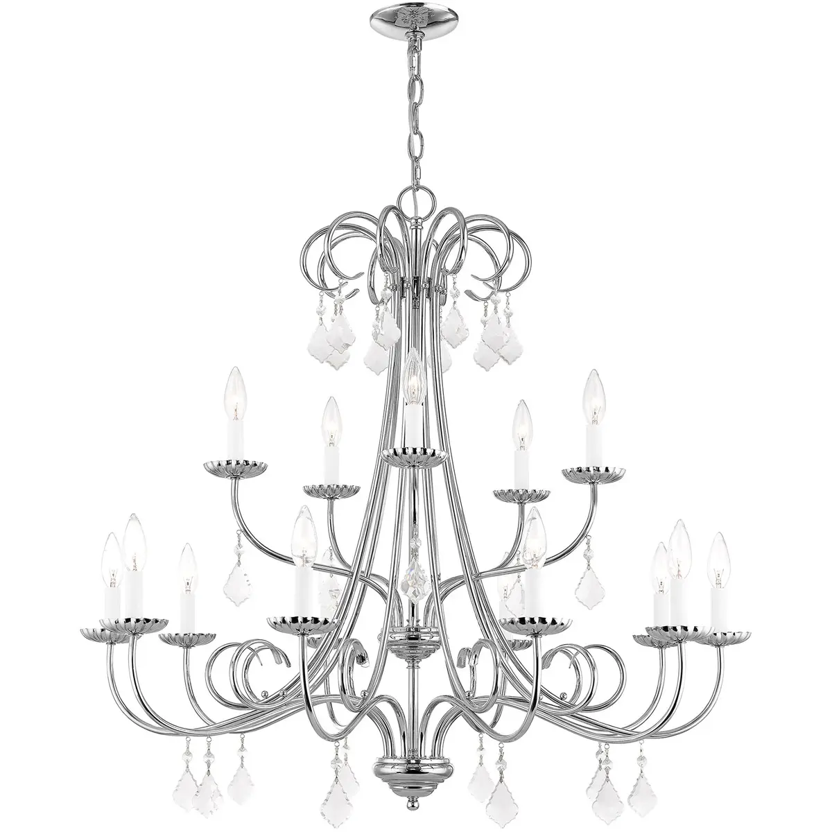 15 Light Polished Chrome Foyer Chandelier with Steel base material