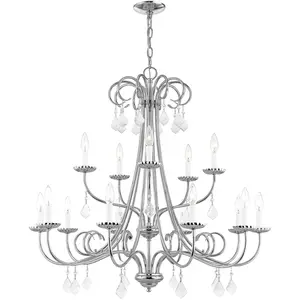 15 Light Polished Chrome Foyer Chandelier with Steel base material