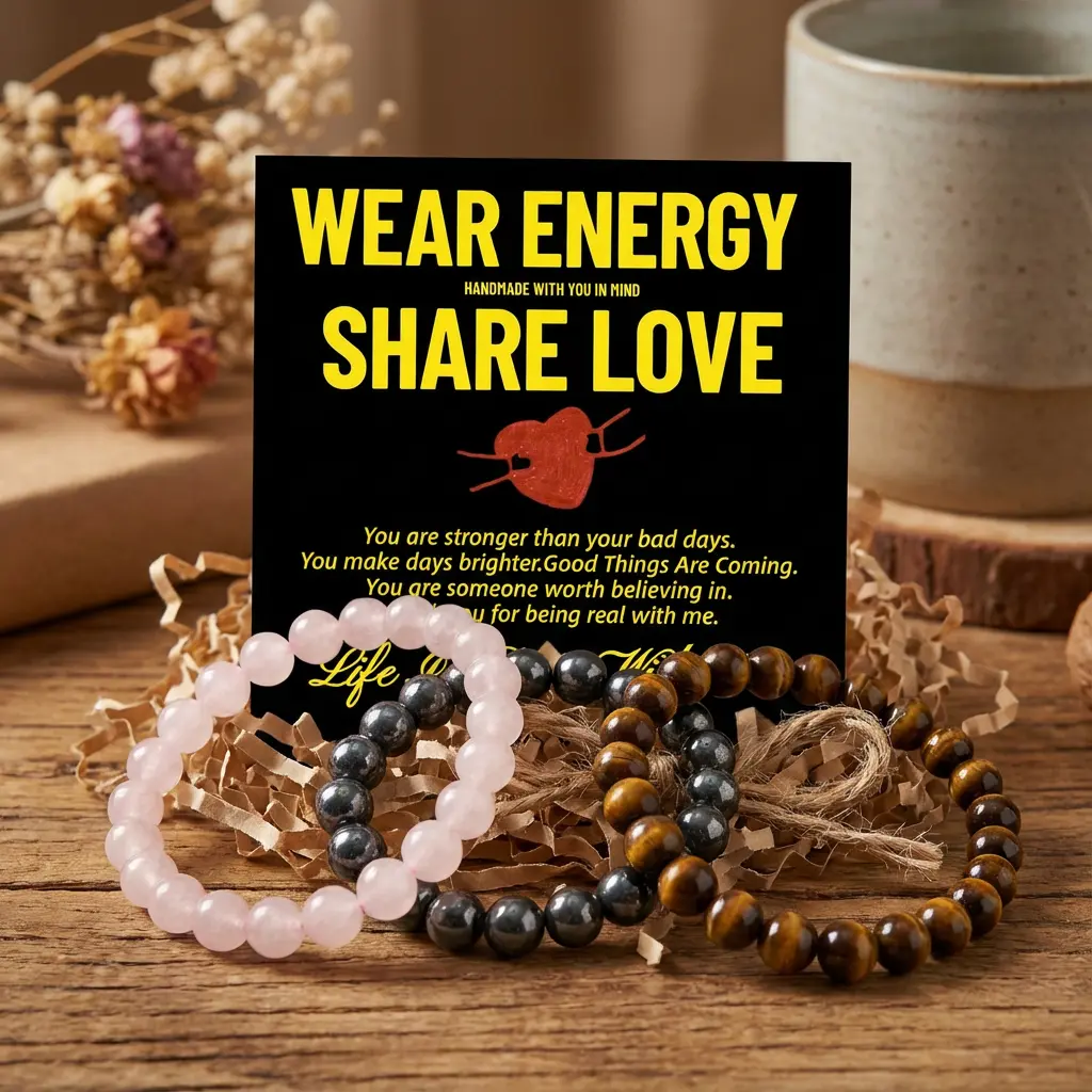 3Pcs Rose Quartz × Yellow Tiger Eye × Hematite -8mm Emotional Balance Bracelet Rose Quartz- Fosters Harmonious Relationships,Yellow Tiger's Eye-Wealth, Hematite-Provides Protection and Defense|Healing Gift Natural Crystal Bracelet