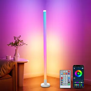 Corner Floor Lamp, RGB LED Corner Lamp with Smart App and Remote Control, 16 Million Colors & 200+ Scene, Music Sync, Color Changing Ambient Mood Lighting for Living Room, Bedroom, Gaming Room