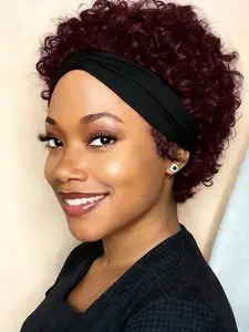 Short Curly Pixie Cut Headband Wig, Human Hair Wigs for Women, Machine Made Wig, Stylish and Comfortable, Perfect for Daily Use