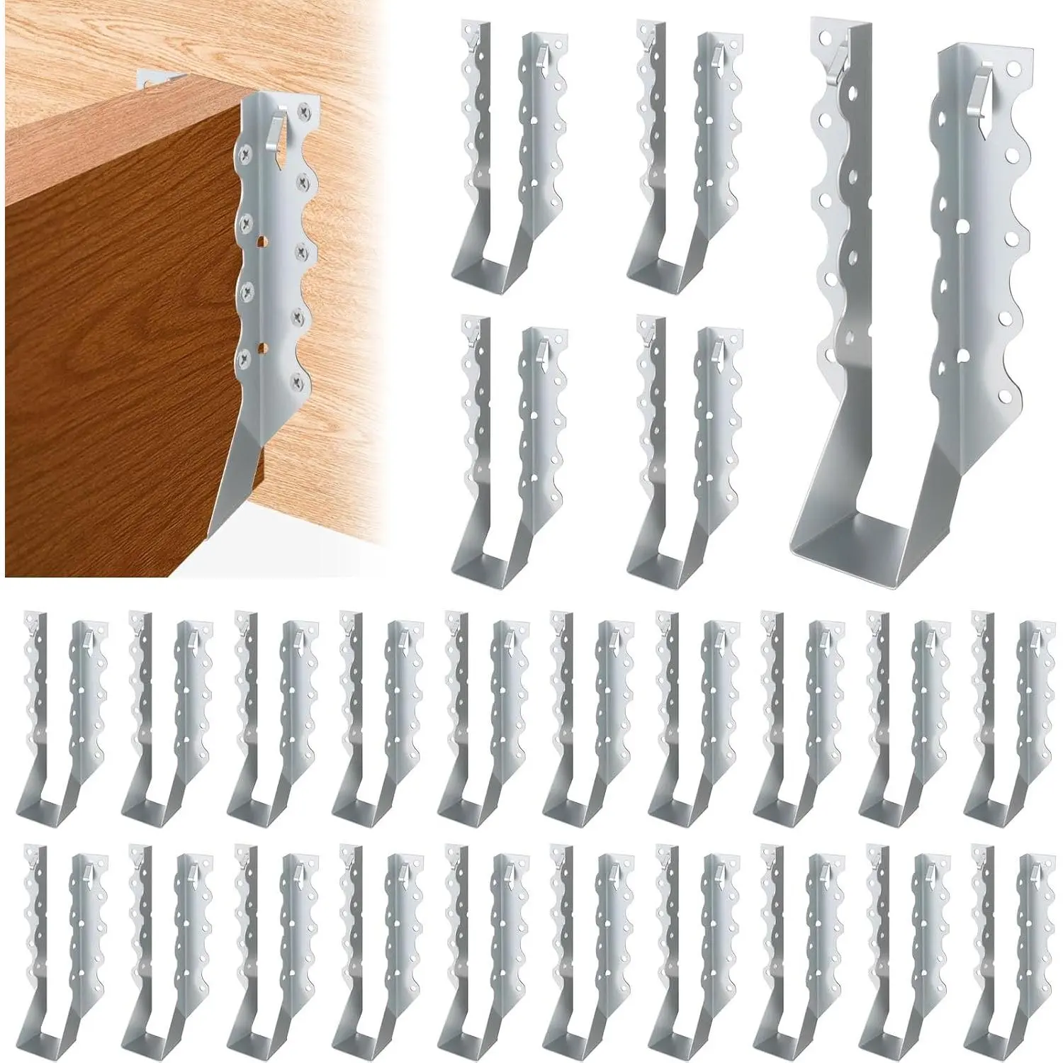 25 count 2x6 Joist Hangers for , 20 Gauge Galvanized  Mount Joist Hanger, Hurricane Tie Brackets for Deck, Floor, Ceiling, Roofs - Sliver