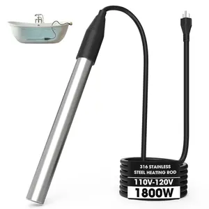 1800W Rapid-Heating Immersion Water Heater—Suitable for Both Indoor & Outdoor, Safe, Durable, and Easy to Operate; Capable of Efficiently Heating up to 50 Gallons of Water. Ideal for Use in Sinks, Inflatable Pools, Bathtubs, and Buckets.