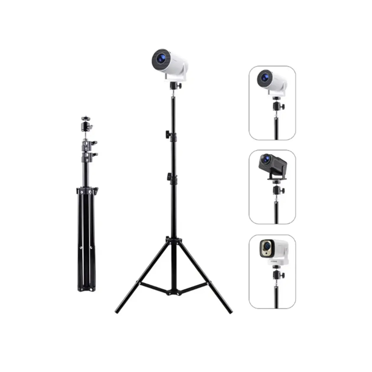 Adjustable HY 300 Projector Stand 160cm Height Thickened Metal Tube Cold Rolled High Hardness Sturdy Floor Stand Portable Tripod Easy Assembly Multi Angle Adjustment 4/1 Screw Hole Load Bearing 1.5kg