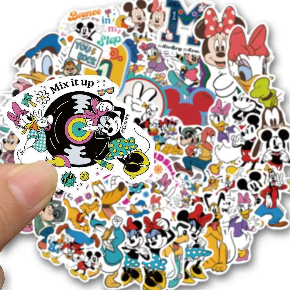 Disney Mickey Family 50 Count Sticker Set Waterproof Cartoon Vinyl Decals Multi-Surface Decor for Water Bottle Laptop Skateboard Kids & Teens