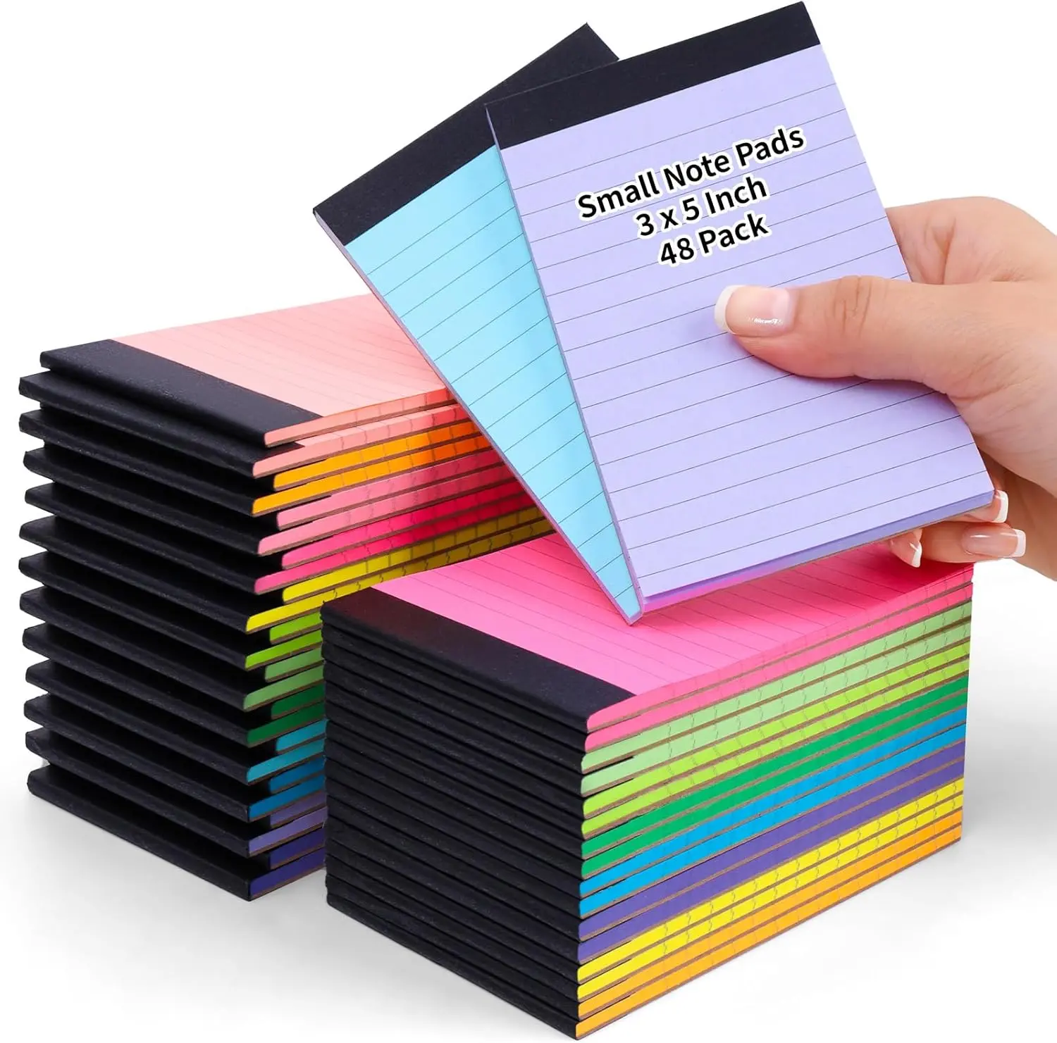 Oleitodh 48 Pack 3x5 Note Pads, 12 Colors Mini Memo Pad, 80GSM Lined Small Writing Pads, 30 Sheets Per Mini Notepads for Pocket Notes, To Do Lists, School, Office and Teacher Gift