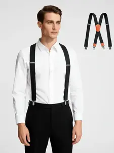 1pc Elastic Waist Belt with X-Shaped Suspender Clips, Work Belt for Daily Wear, Comfortable and Adjustable Back Straps